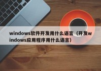 windows软件开发用什么语言（开发windows应用程序用什么语言）
