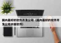 国内最好的软件开发公司（国内最好的软件开发公司中国软件）