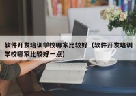 软件开发培训学校哪家比较好（软件开发培训学校哪家比较好一点）
