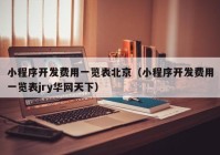 小程序开发费用一览表北京（小程序开发费用一览表jry华网天下）